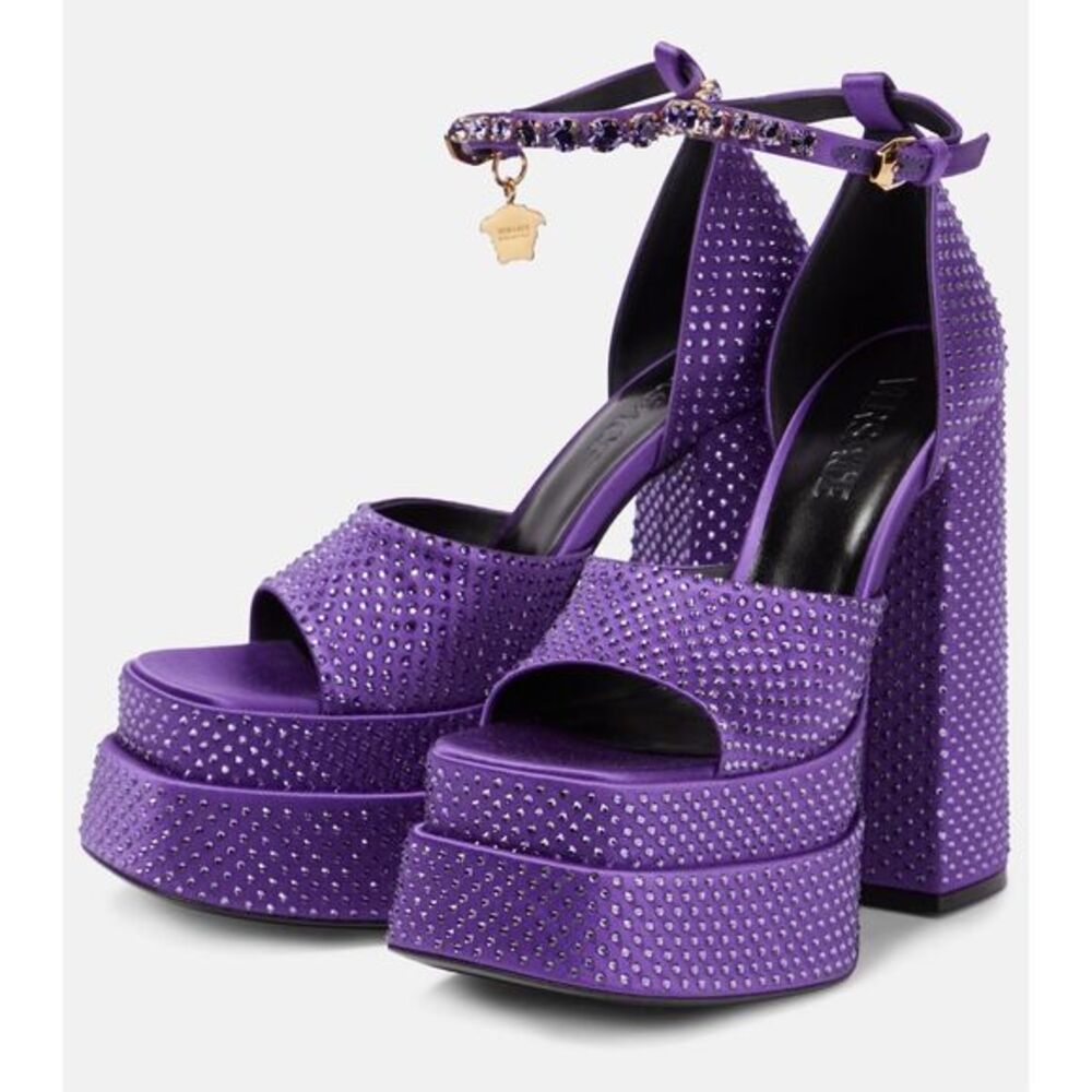 Versace Medusa Aevitas Double Platform Embellished Sandal EU39/US9 $2625